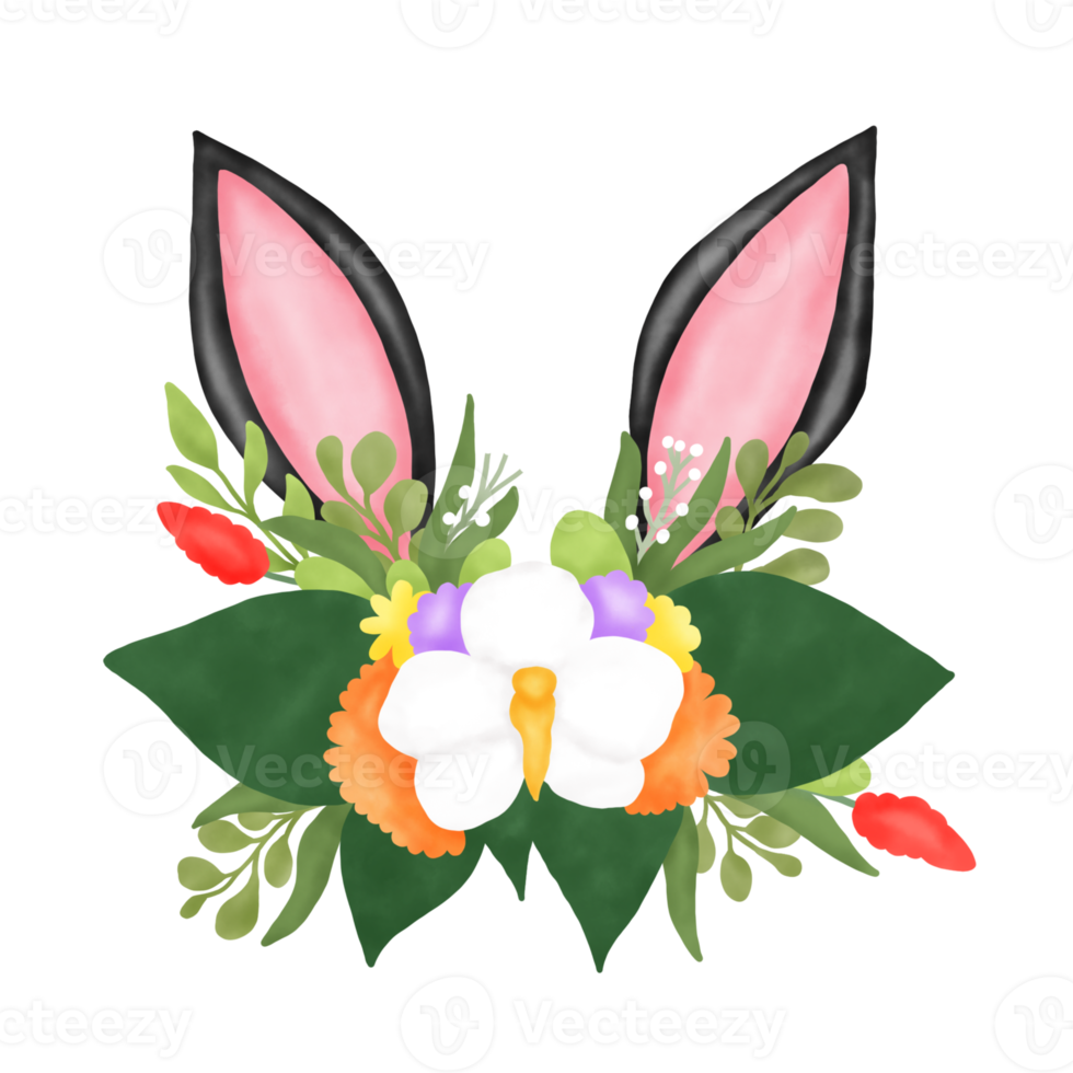 Pasqua coniglietto orecchie con fiore png