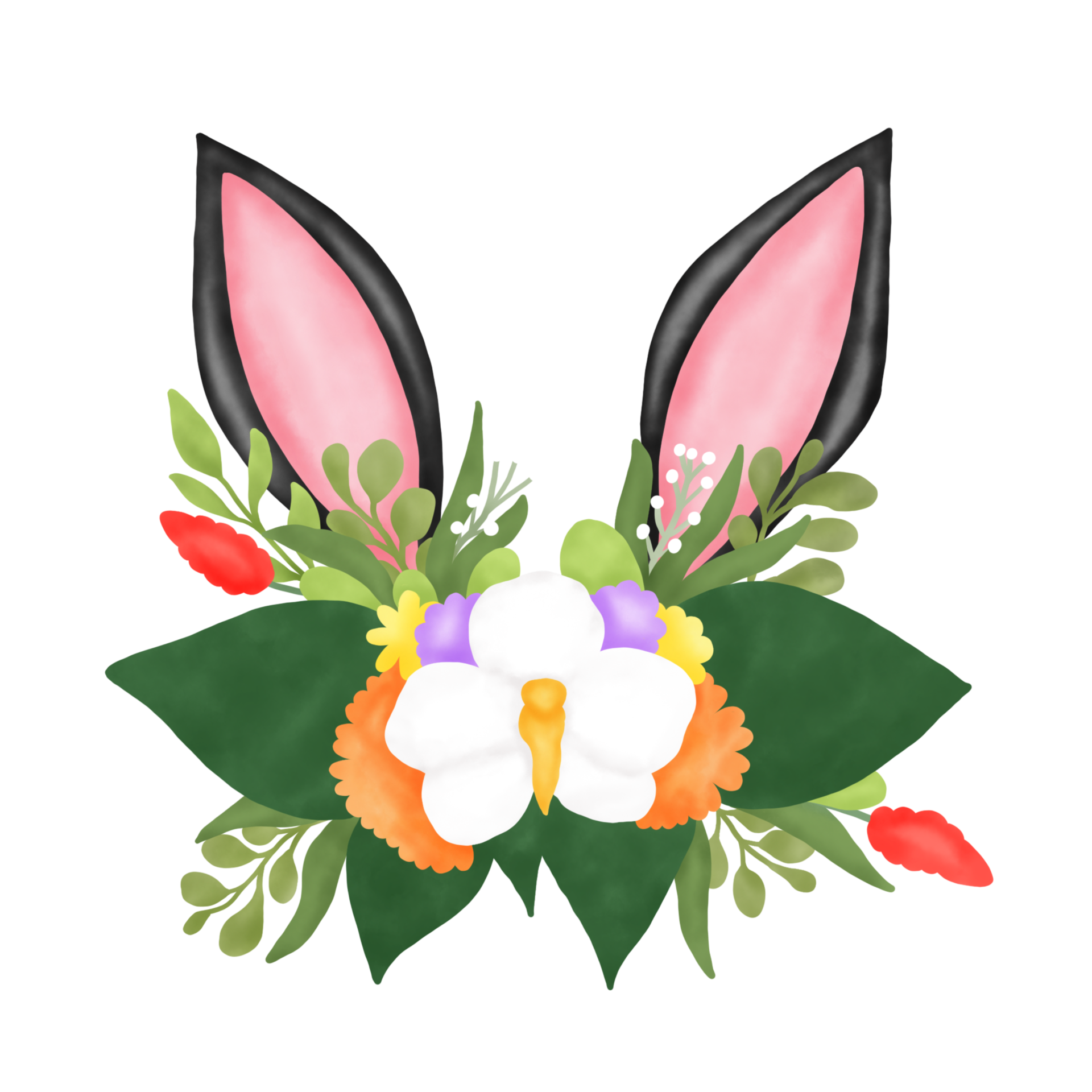 Easter Bunny Ears With Flower 20965448 PNG