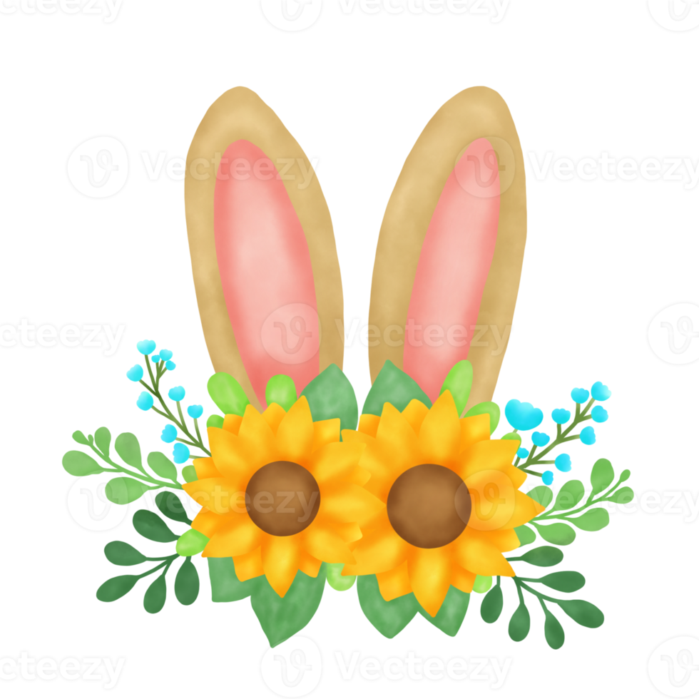 Easter Bunny Ears With Flower png