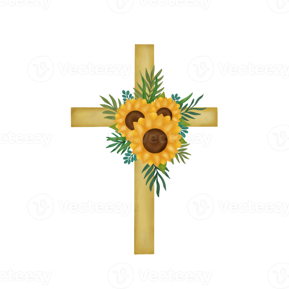 acuarela Pascua de Resurrección cruzar con flores png