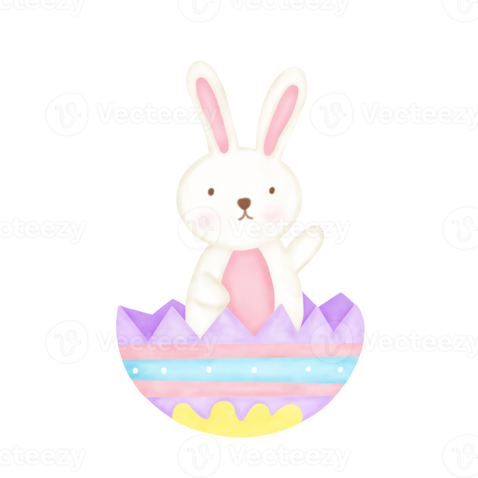 Watercolor Easter Bunny With Easter Eggs png