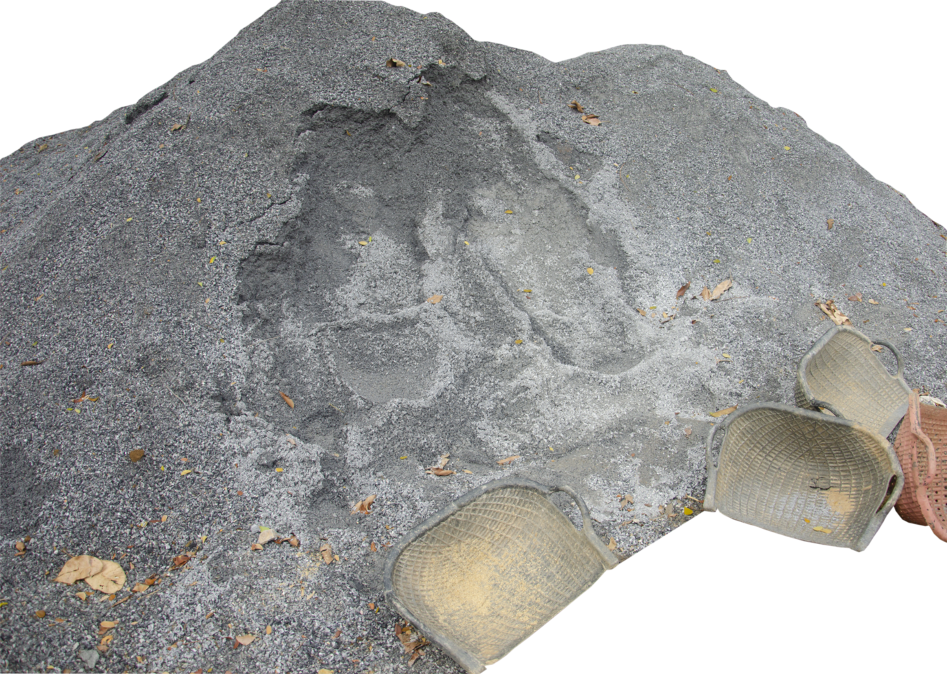 Small piles of stones, gravel, crushed stone, gray and black color on a transparent background. png