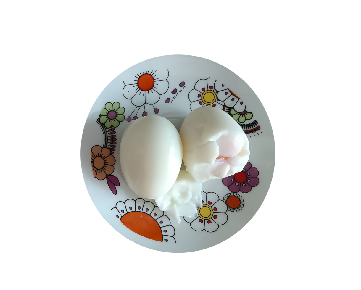 boiled eggs on a floral plate on a transparent background 20965913 PNG