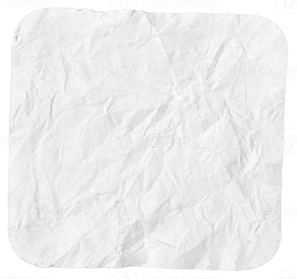 Blank square shape card isolated. Wrinkled paper piece. Template mockup png