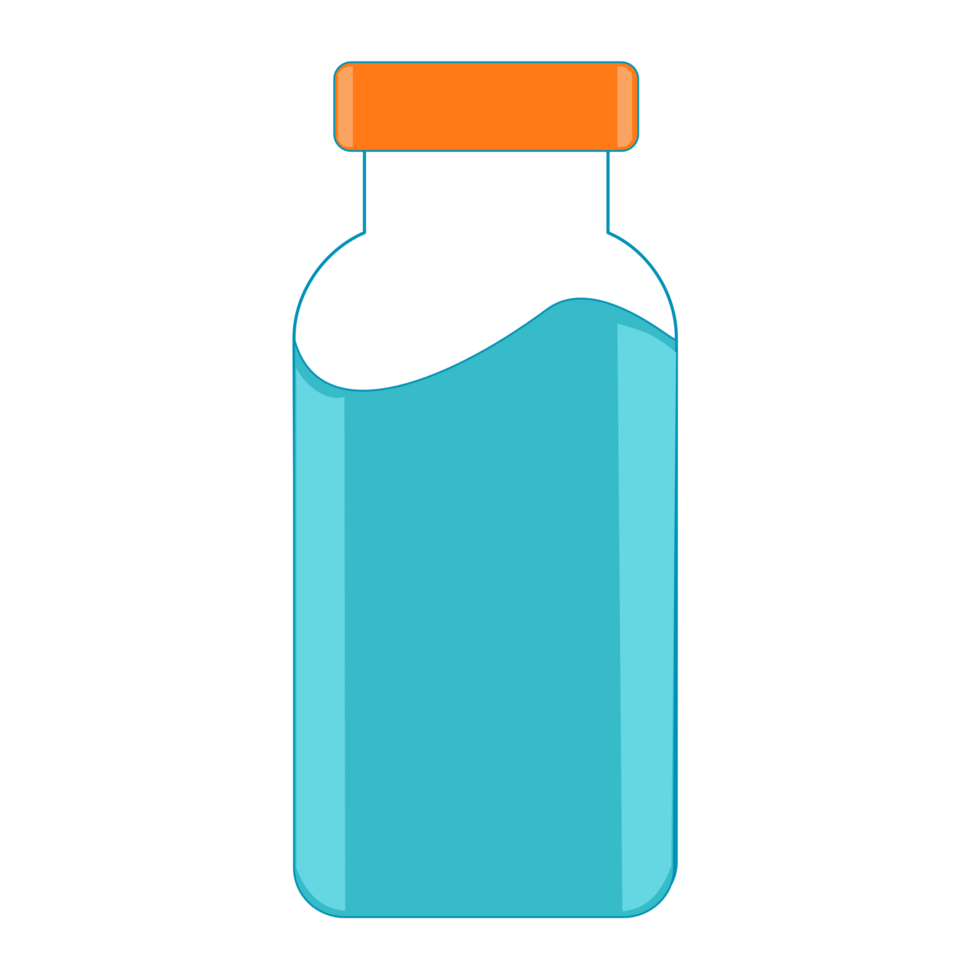 Blue glass vial isolated on  transparent  background png