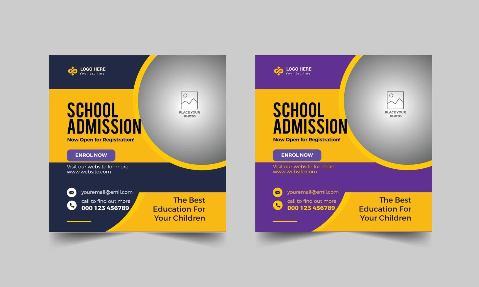 Kids School Admission Social Media Post Design vector
