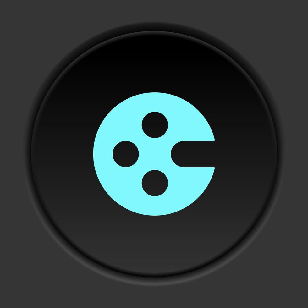 Round button icon, art, artist, drawing. Button banner round, badge interface for application illustration on dark background vector