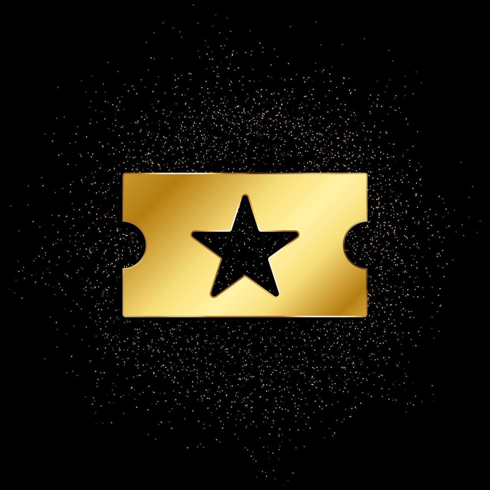 cinema, party, ticket gold icon. Vector illustration of golden particle background. gold icon