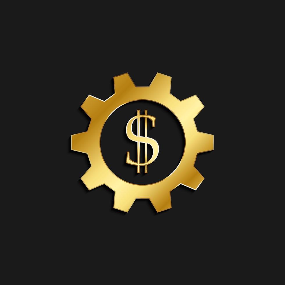 Business, finance gold icon. Vector illustration of golden dark background. Gold vector icon