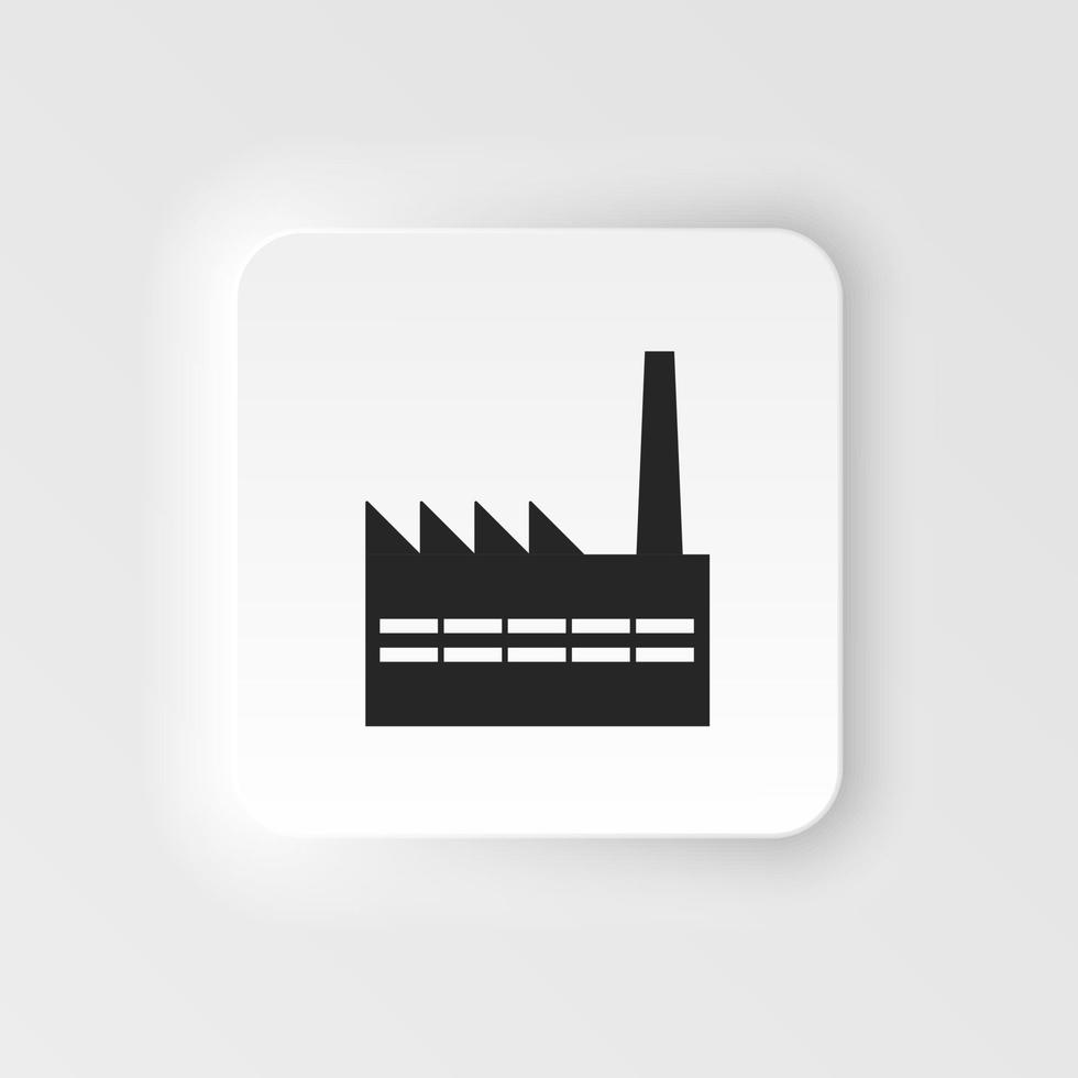 Factory neumorphic style icon. Simple element illustration. Factory symbol design template. . vector