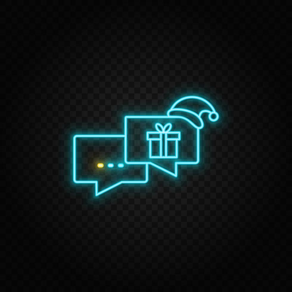 Black Friday, chat neon icon. Blue and yellow neon vector icon. Transparent background