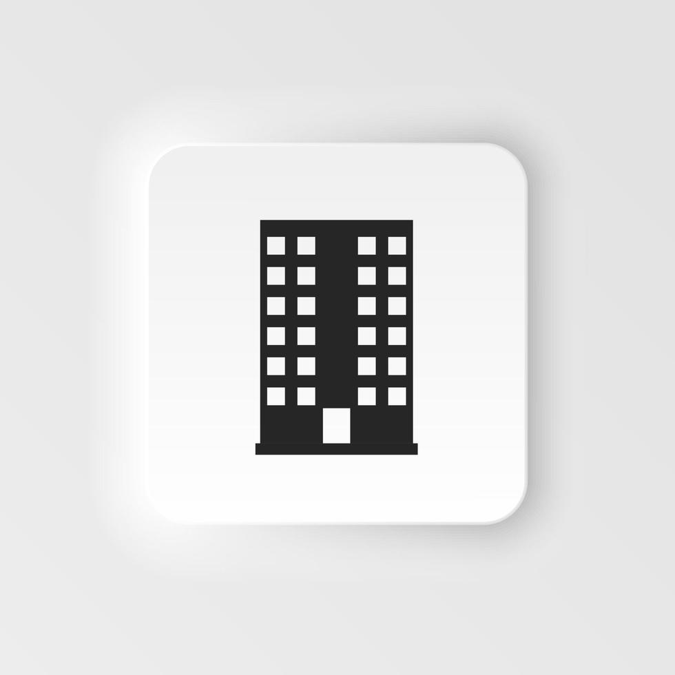 Building vector neumorphic style icon. Building illustration black an white vector neumorphic style icon isolated on white background - Vector. Building neumorphic style icon. .