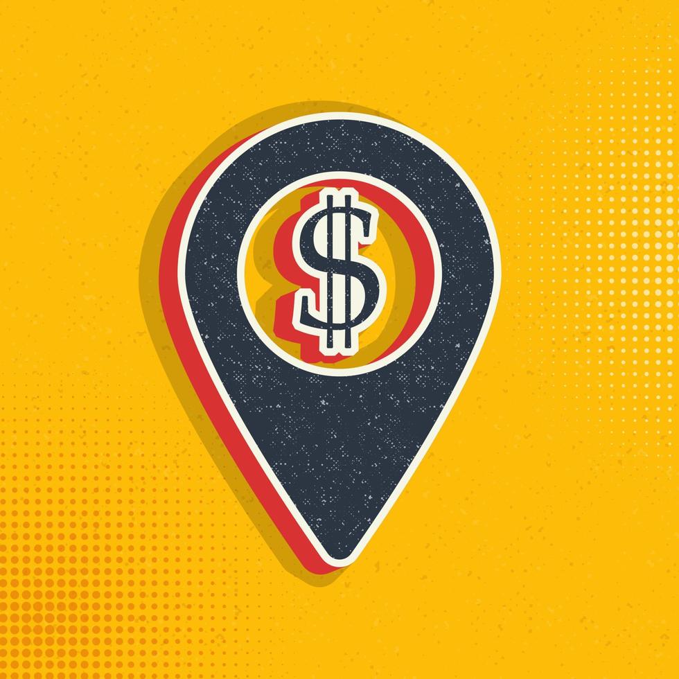 bank, gps pop art, retro icon. Vector illustration of pop art style on retro background