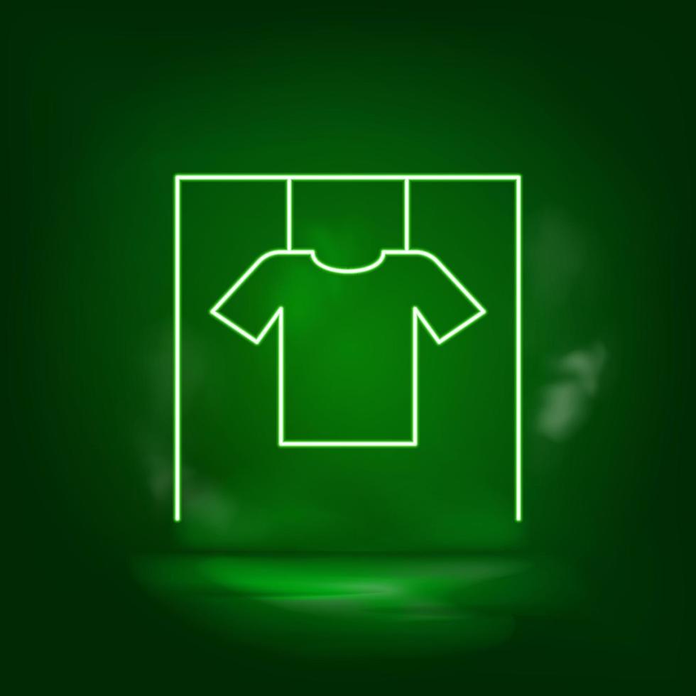 Clothes, cotton shirt, hanged shirt green neon icon - Vector. vector