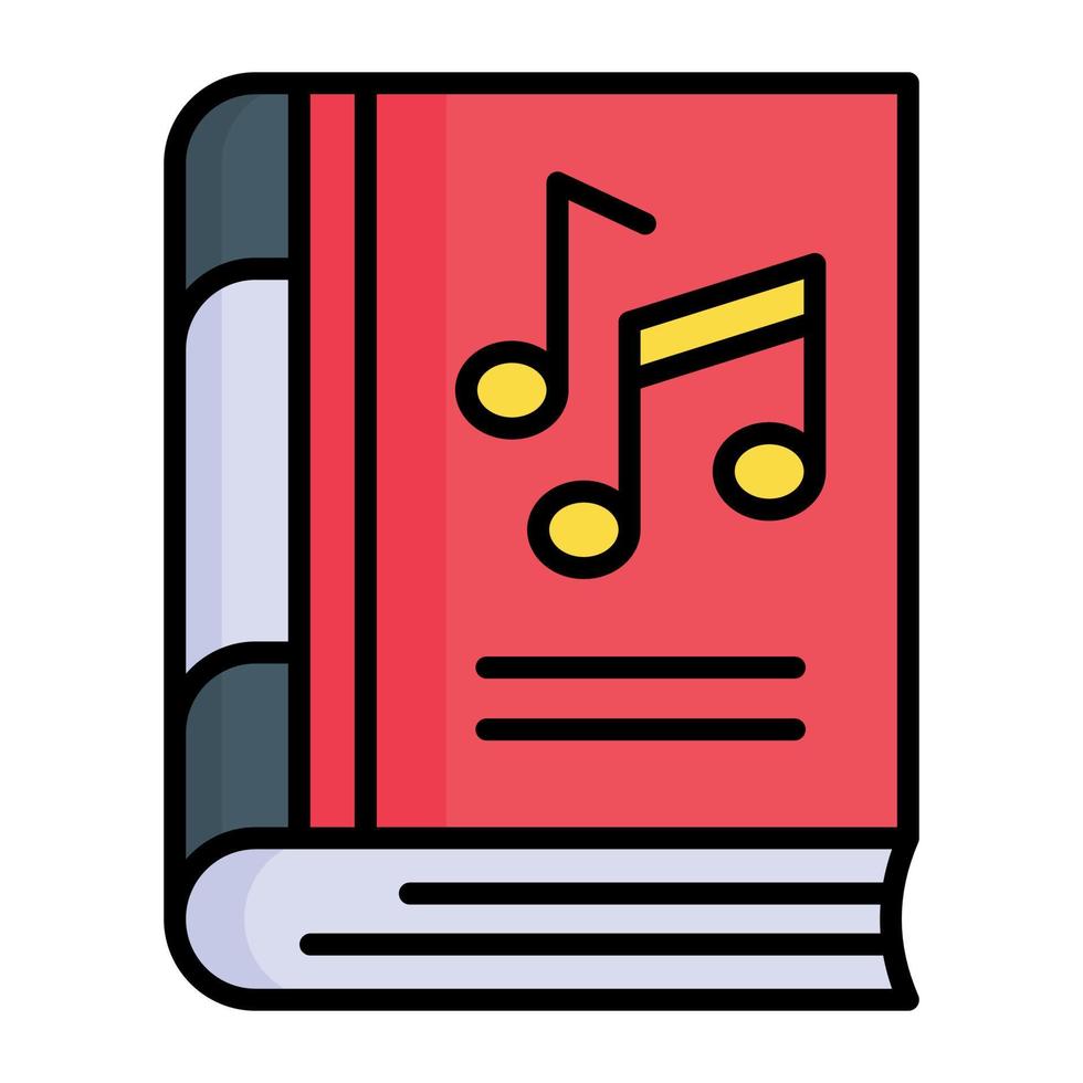 Music notes on book, vector design of music book in modern style