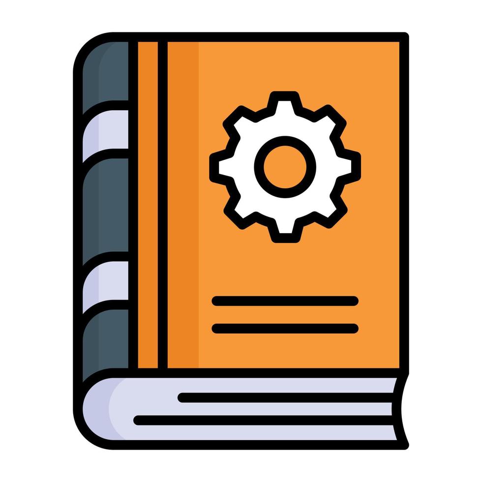 Cogwheel on book denoting concept of user manual book vector
