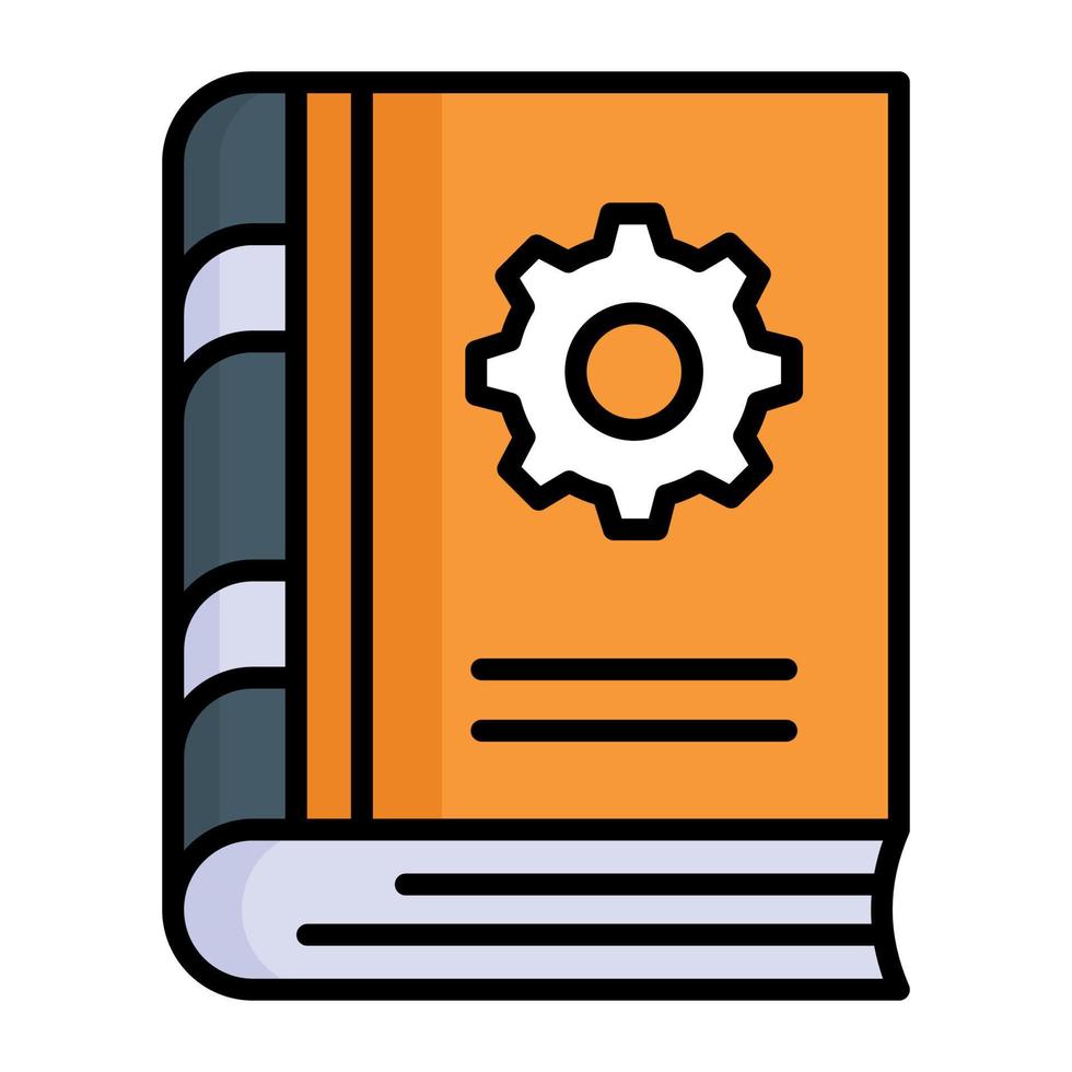 Cogwheel on book denoting concept of user manual book vector