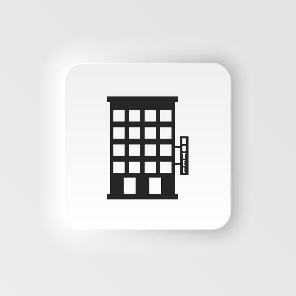 Building Hotel neumorphic style icon Vector Graphic Download Template Modern. Building Hotel .