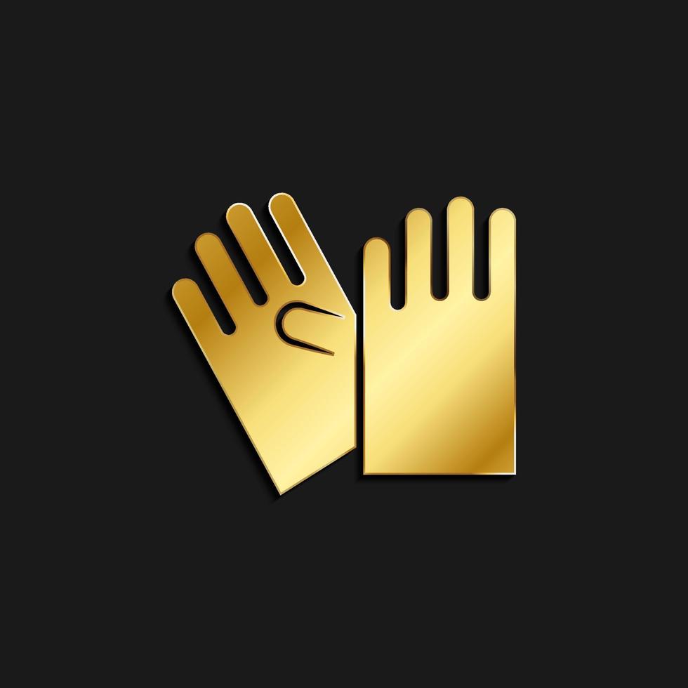 Gloves gold icon. Vector illustration of golden icon on dark background