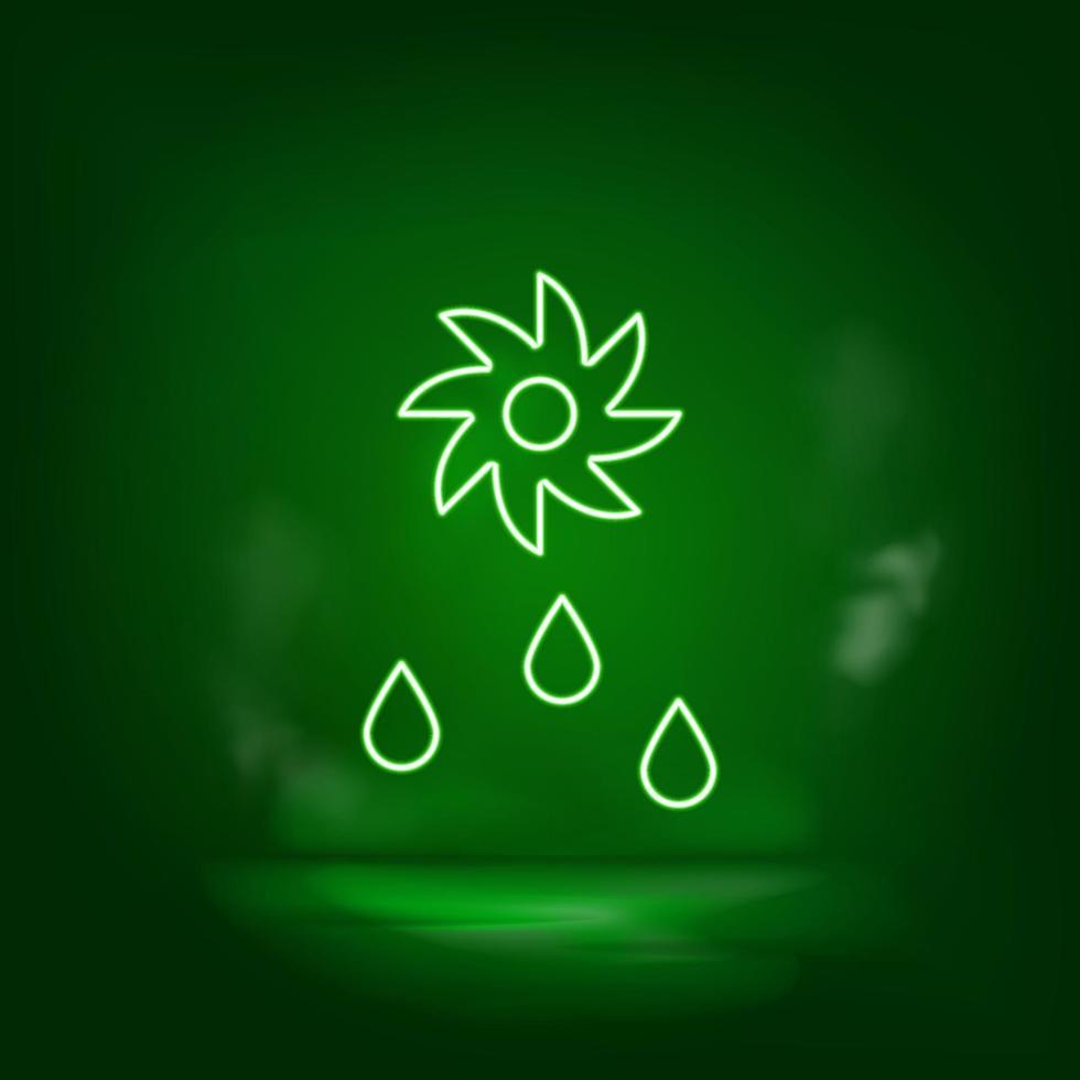 Drops, saw, eco neon vector icon. Save the world, green neon, Green background