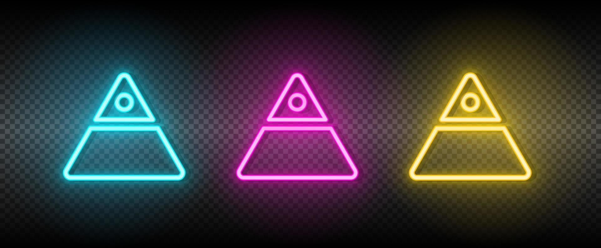 finance pyramid neon vector icon. Illustration neon blue, yellow, red icon set