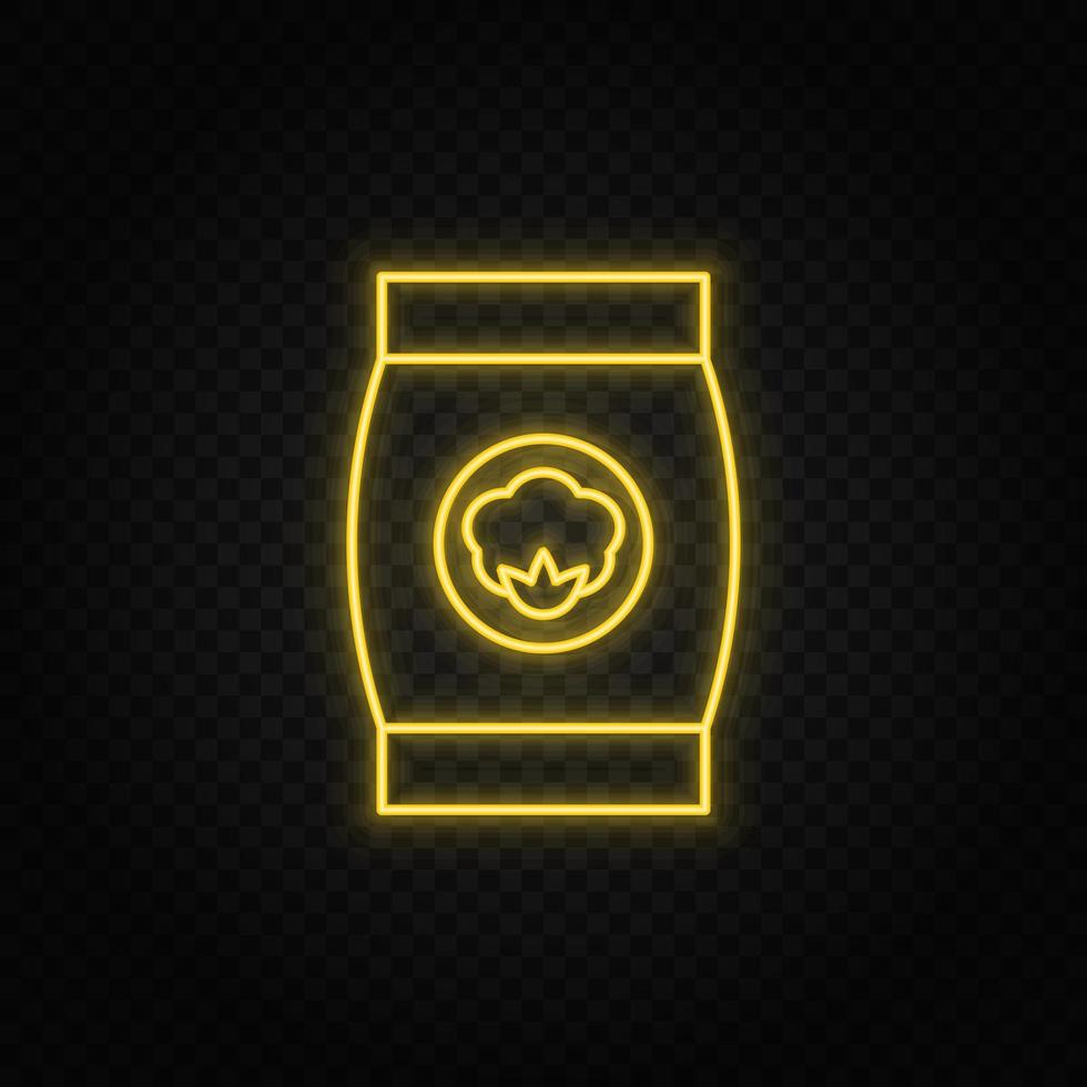 Connected gears and vector icons for logistic, service, shipping, distribution, transport, market, communicate concepts. Bag, cotton bag, farmer sack gear blue icon set on dark background