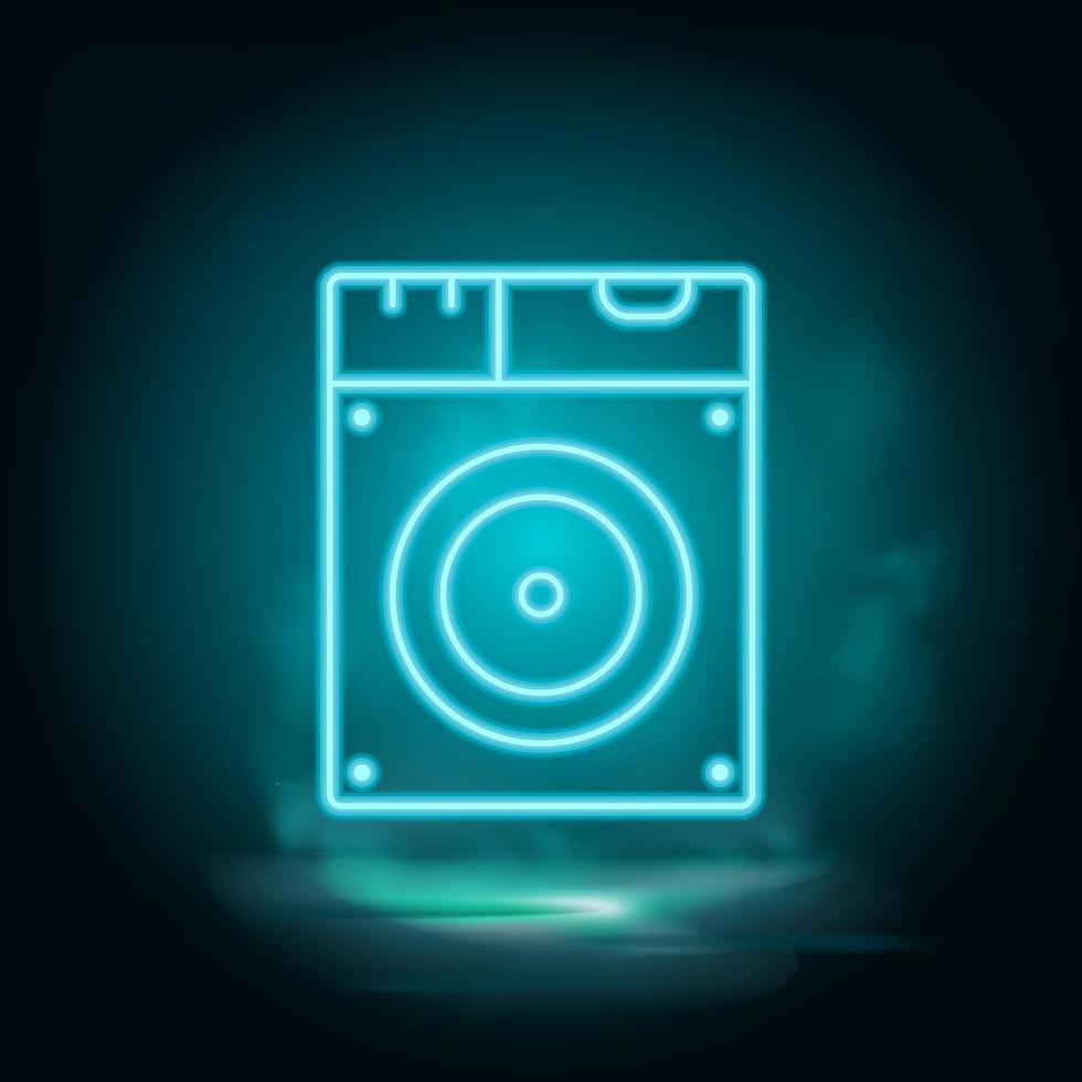 Disk , drive vector blue neon icon. Illustration isolated vector sign symbol - computer technologies icon vector neon - Vector