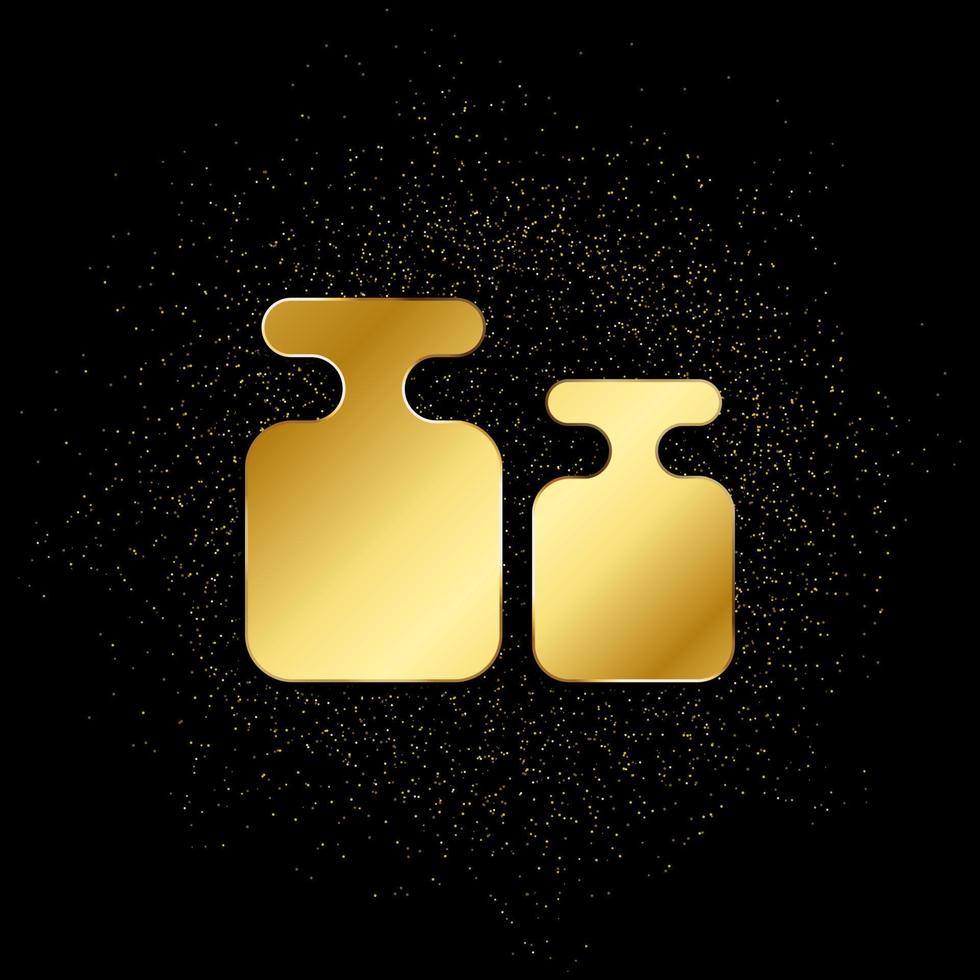 plummet, scales, weight gold icon. Vector illustration of golden particle background. gold icon
