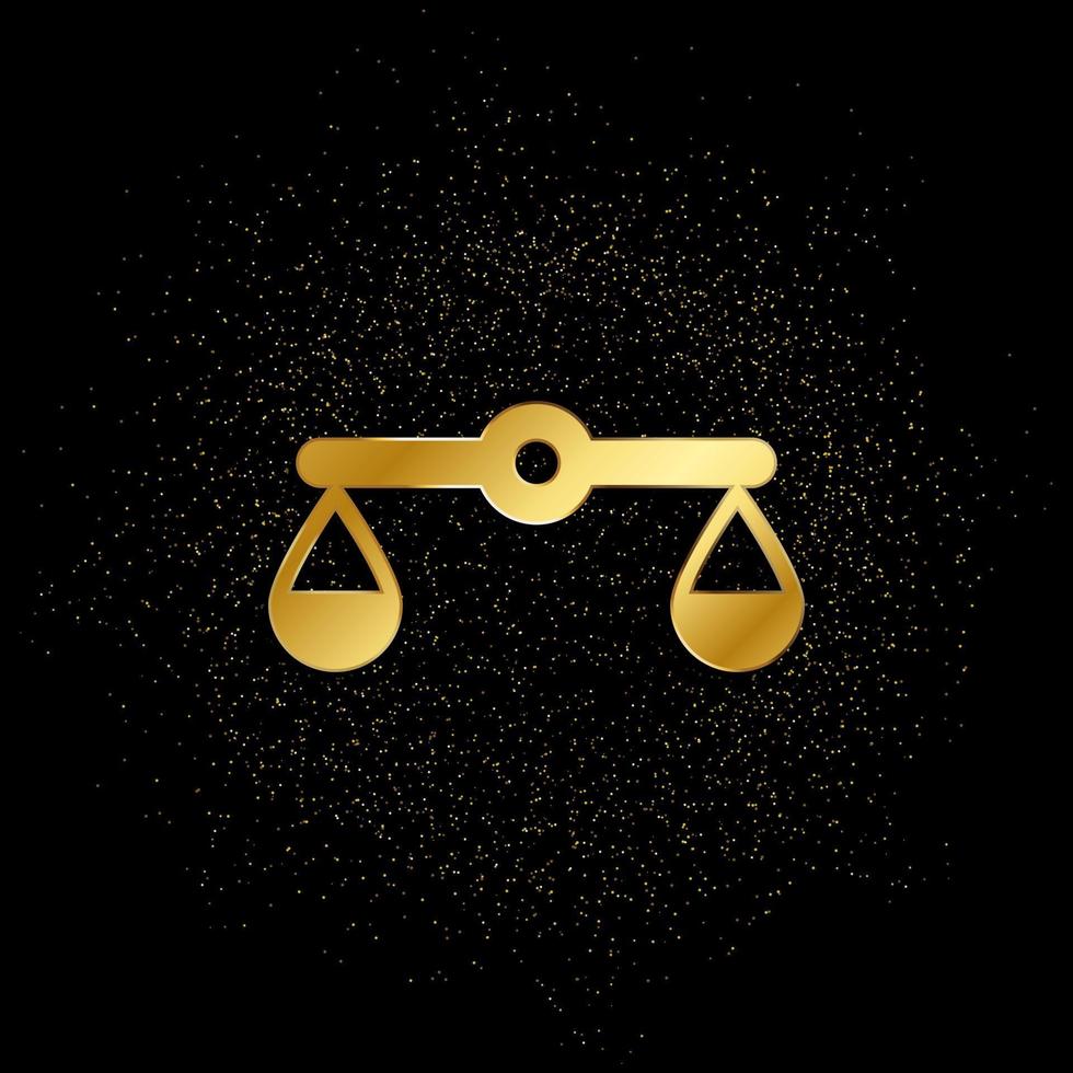 balance, justice, scales gold icon. Vector illustration of golden particle background. gold icon