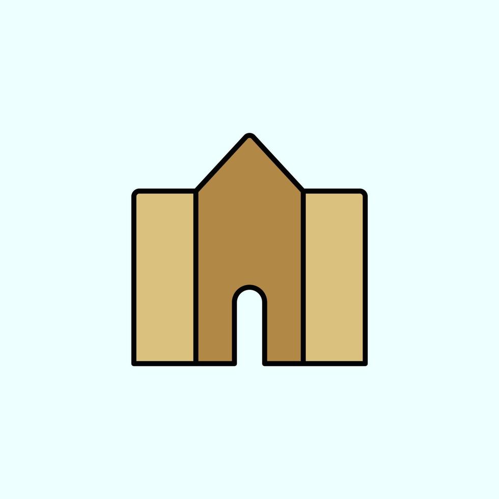 building, college color vector icon, vector illustration on dark background