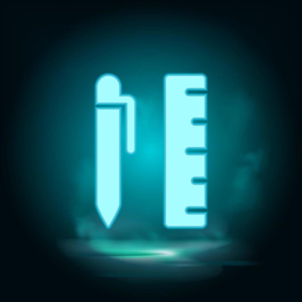 Ballpeen, ruler, scale neon icon - Vector. Blue neon illustration. Ballpeen, ruler, scale neon icon - Vector. Infographic concept vector illustration on white background