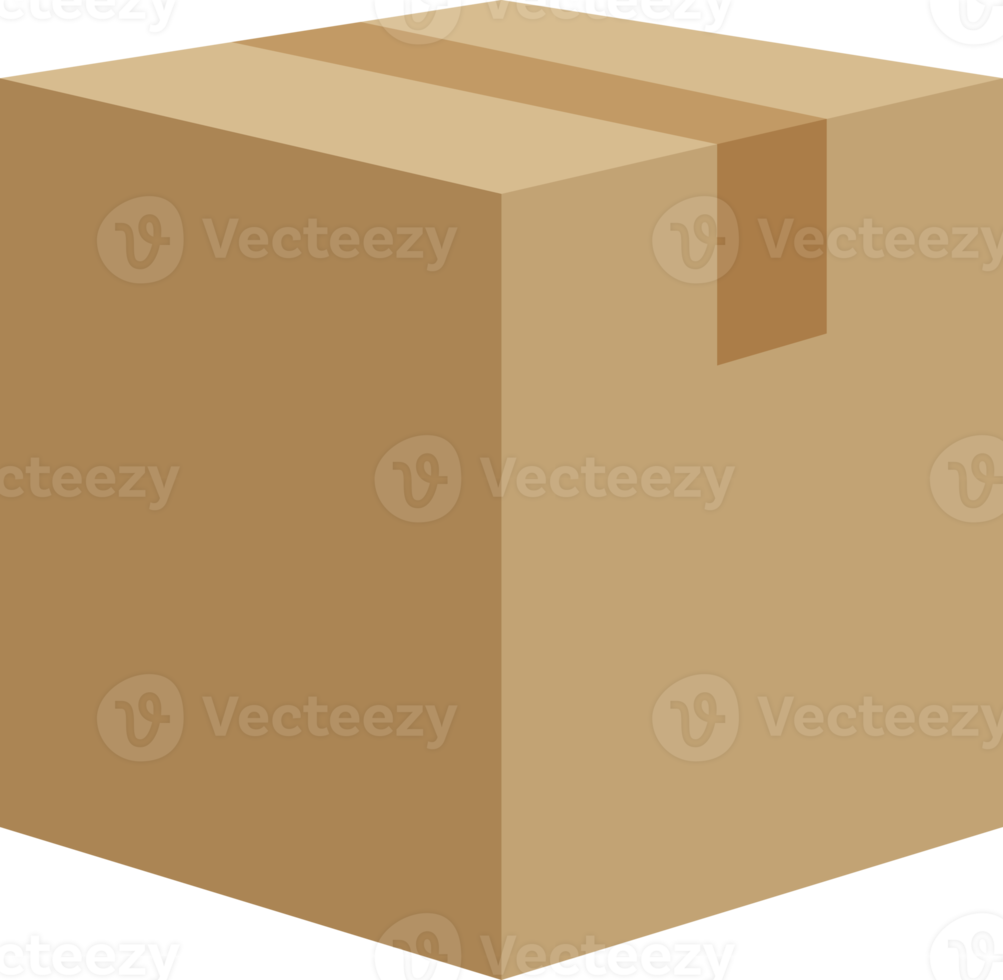 Closed cardboard box taped up, brown closed delivery packaging box png