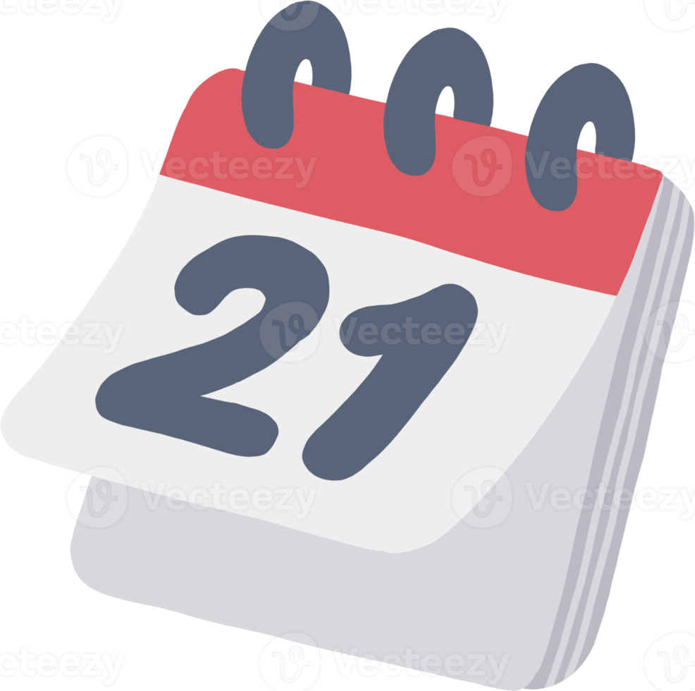 Cute minimal calendar 21 day illustration. sticker template decorated png