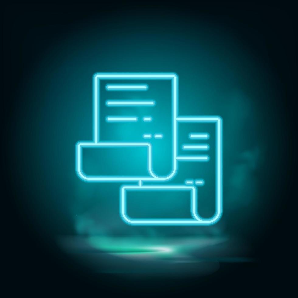 Copy , document vector blue neon icon. Illustration isolated vector sign symbol - computer technologies icon vector neon - Vector