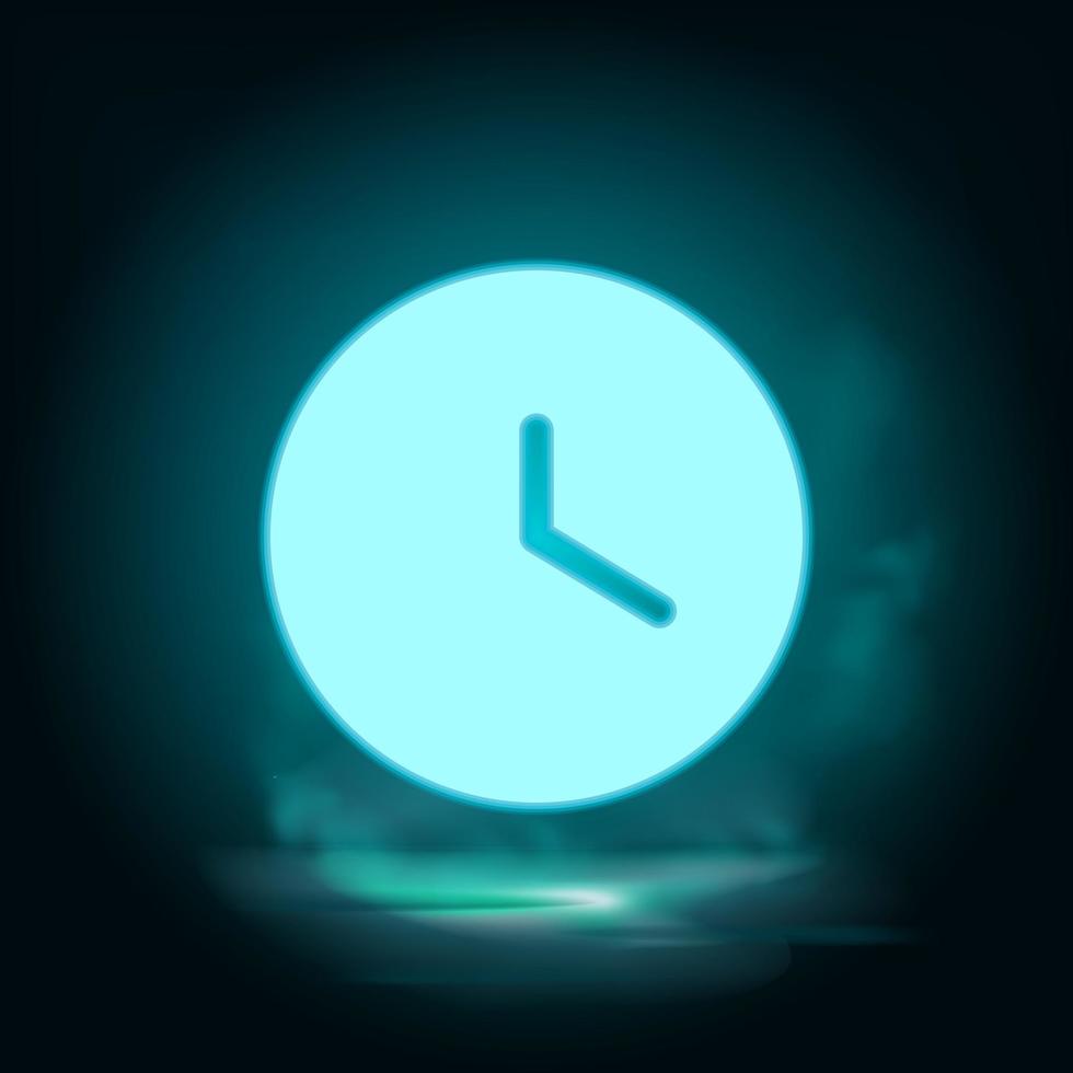 Clock neon icon - Vector. Blue neon illustration. Clock neon icon - Vector. Infographic concept vector illustration on white background