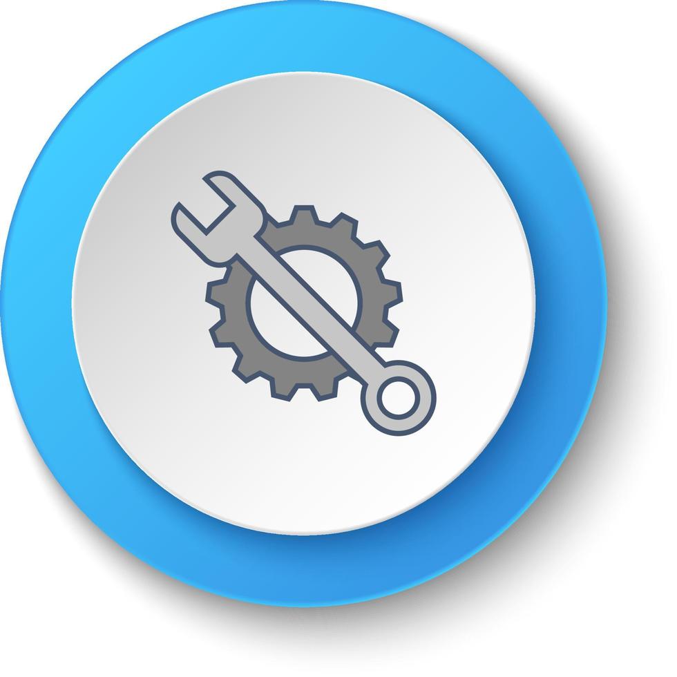 Round button for web icon, building, setting. Button banner round, badge interface for application illustration . vector