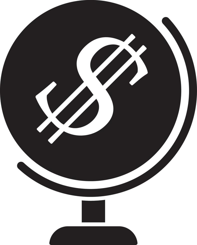 Earth, global business, icon. Coin with dollar sign simple icon on white background. Vector illustration. - Vector on white background