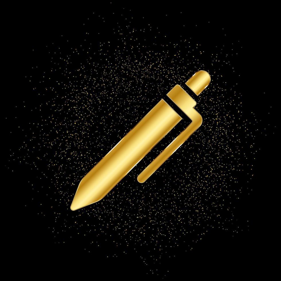 pencil gold icon. Vector illustration of golden particle background. isolated vector sign symbol - Education icon black background .
