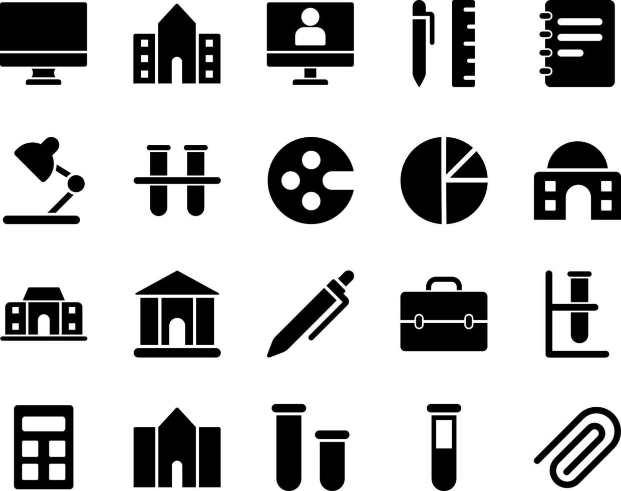 School and Education Icons set. office supplies. Vector Illustration Set Of Simple Training Icons. Elements Presentation, Demonstration, University