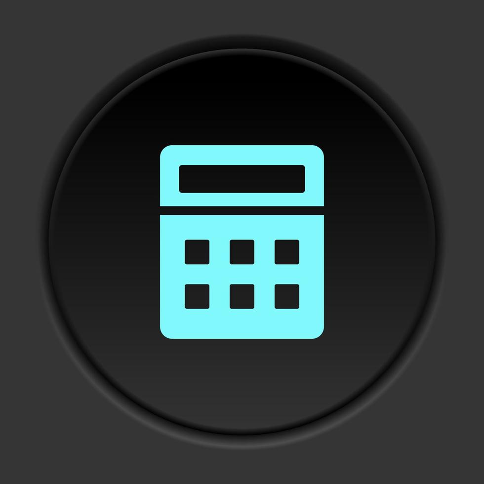 Round button icon, calculator. Button banner round, badge interface for application illustration on dark background vector