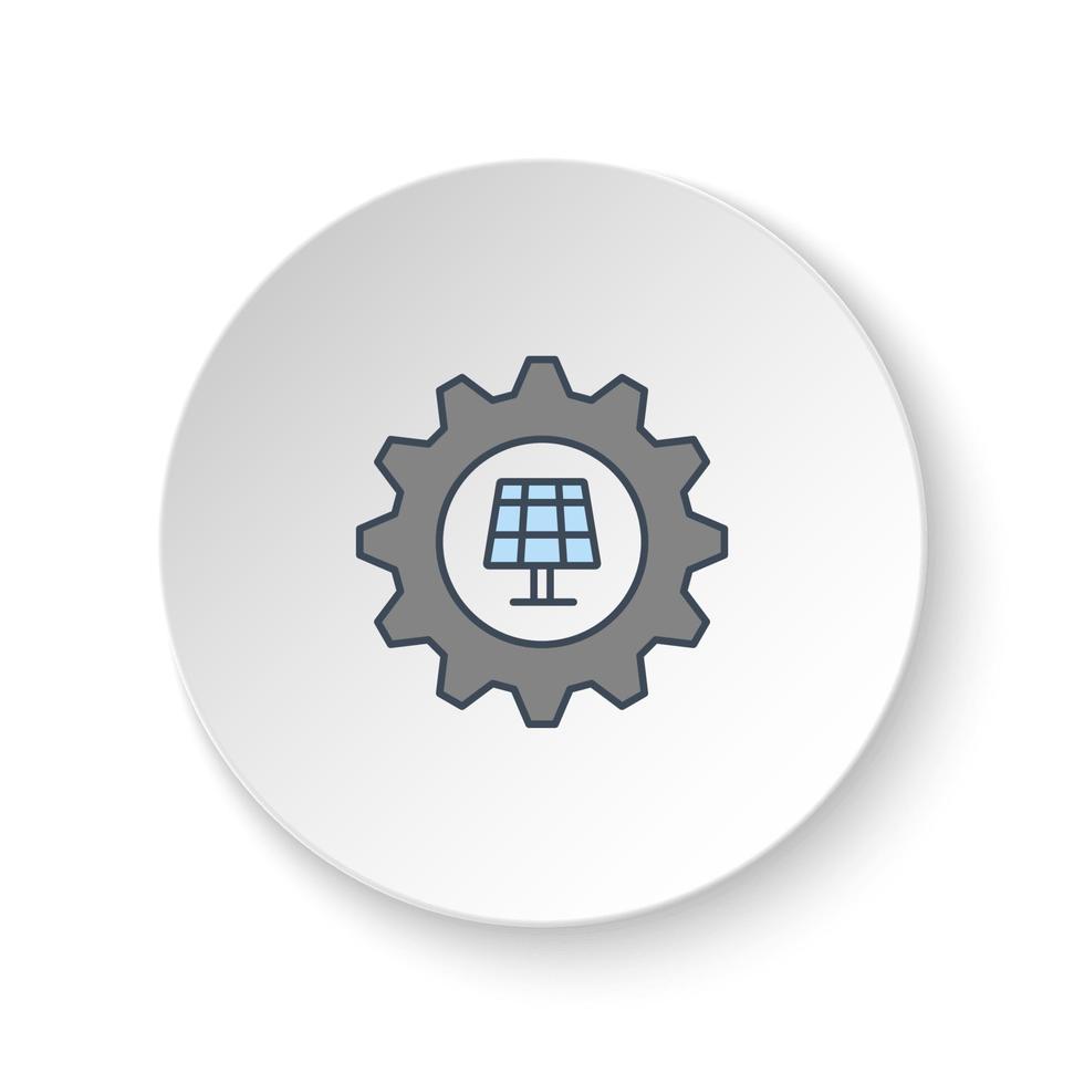 redondo botón para web icono, configuración, solar. botón bandera redondo, Insignia interfaz para solicitud ilustración en blanco antecedentes vector