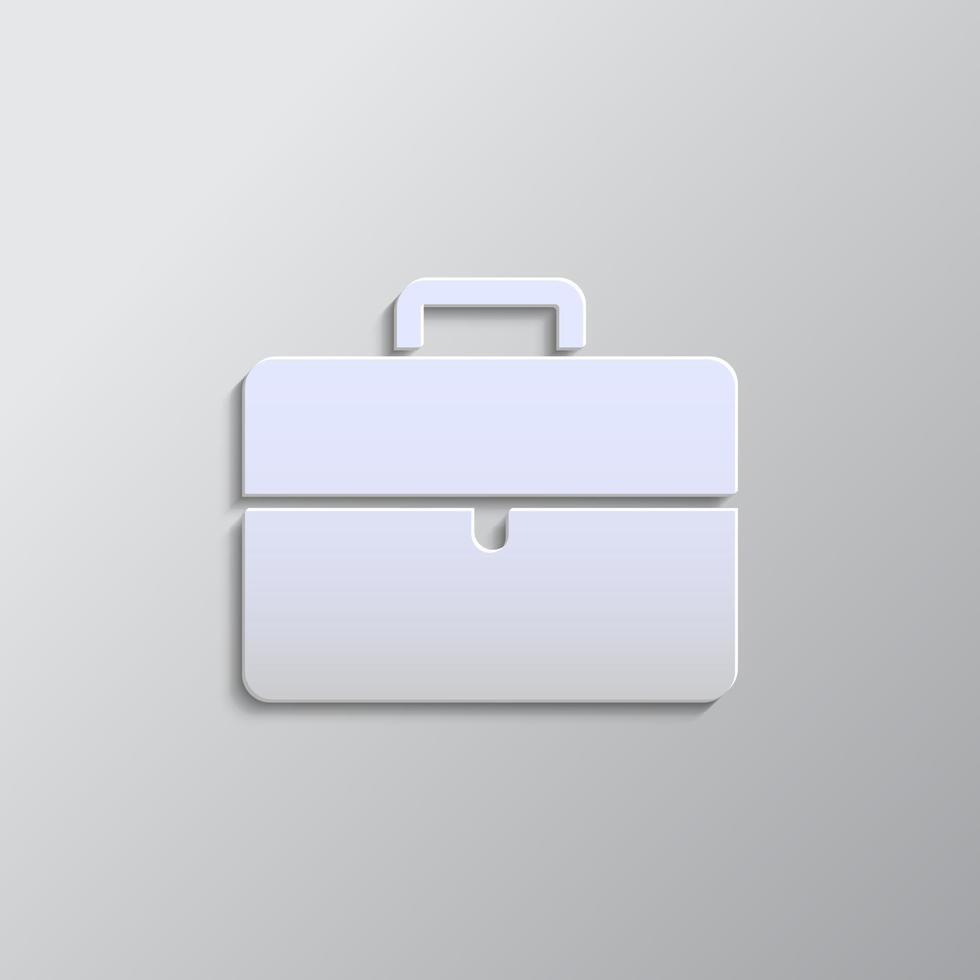 briefcase paper style, iocn. Grey color vector background- Paper style vector icon.