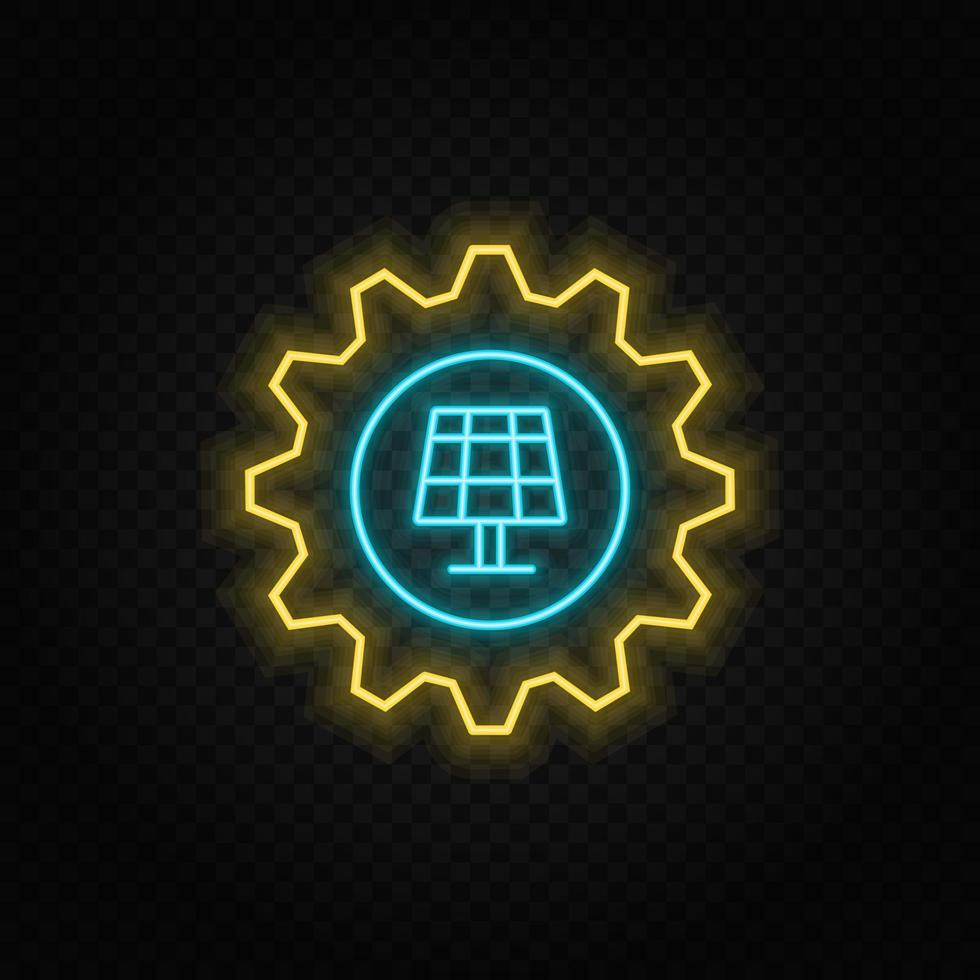 setting, solar neon vector icon. Blue and yellow neon vector icon. Vector transparent background