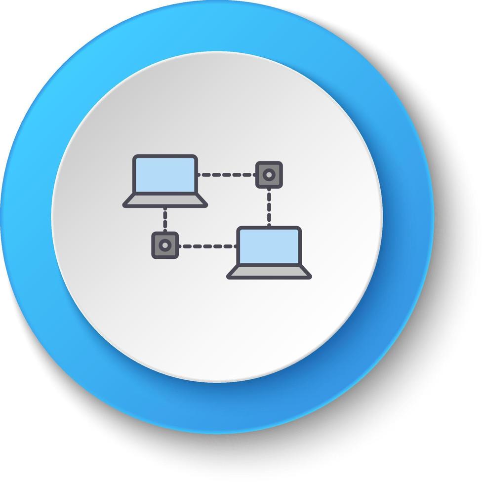 Round button for web icon. Database, network. Button banner round, badge interface for application illustration on white background vector