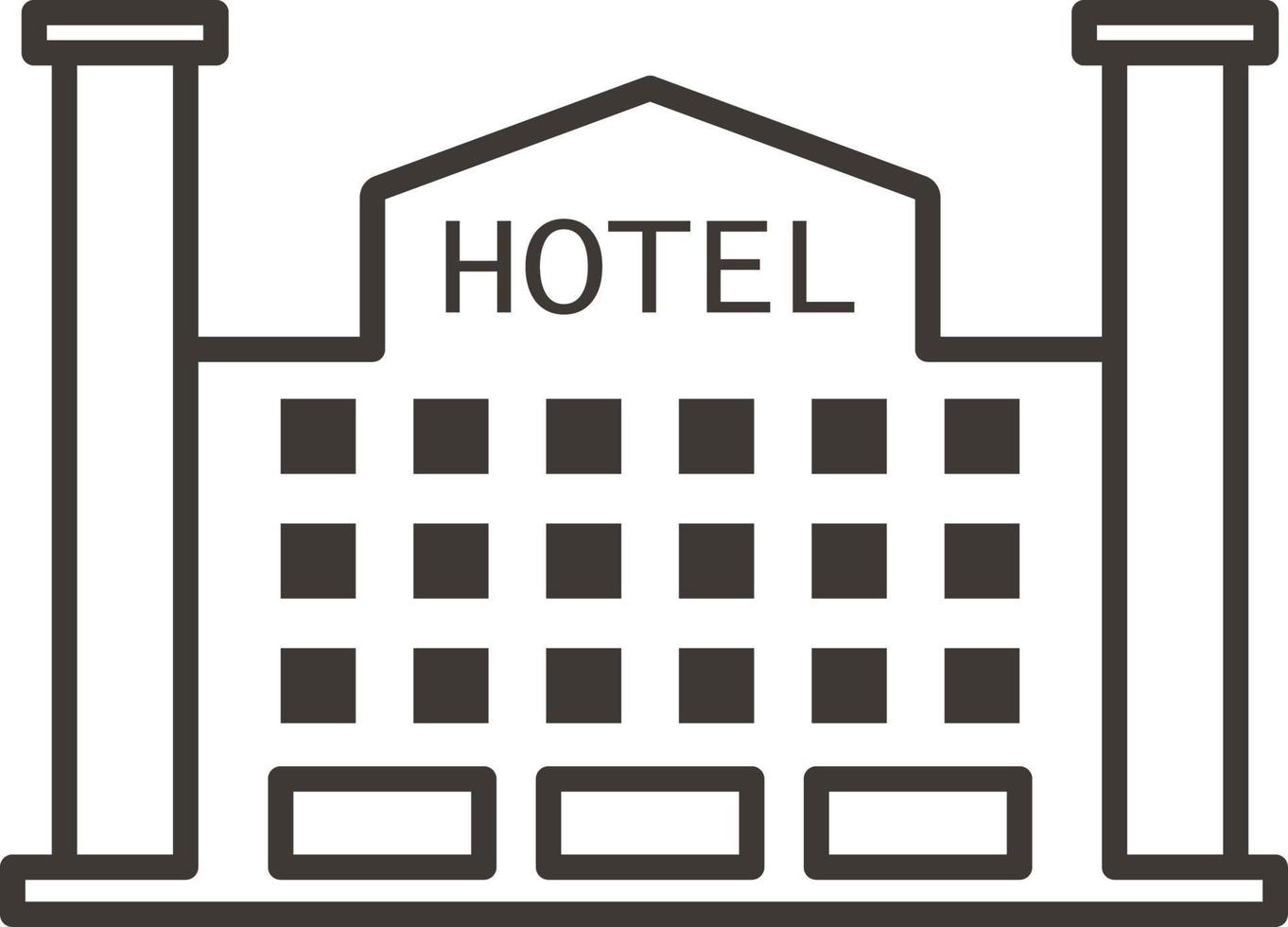 edificio, hotel, describir, icono - edificio vector icono en blanco antecedentes