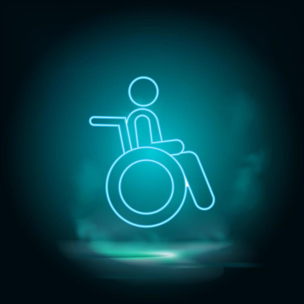 Diseases, invalid, stroller neon vector icon. Smoke effect neon style vector icons