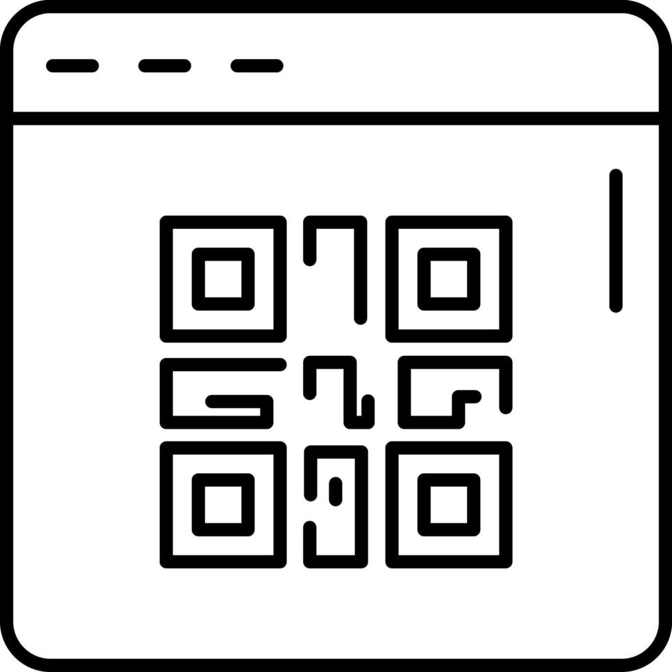 E-commerce QR code, web site, page outline vector icon