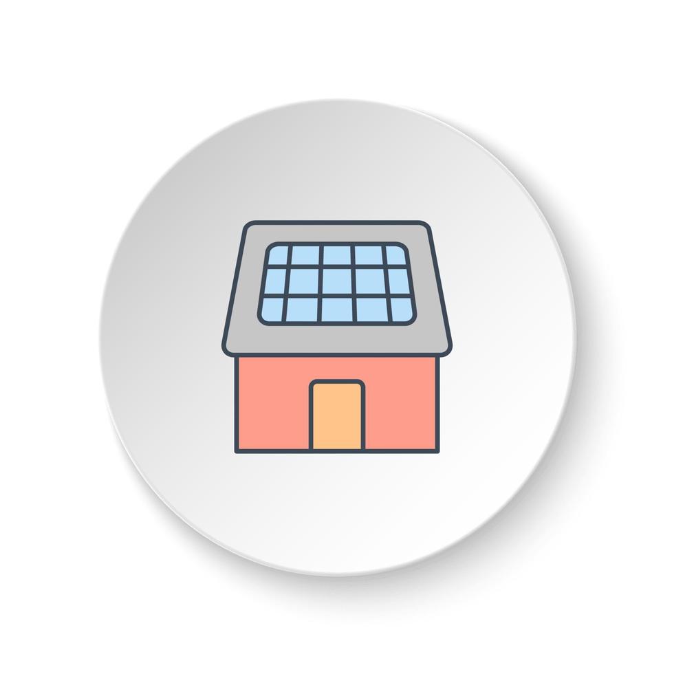 Round button for web icon, solar, home, charger. Button banner round, badge interface for application illustration on white background vector