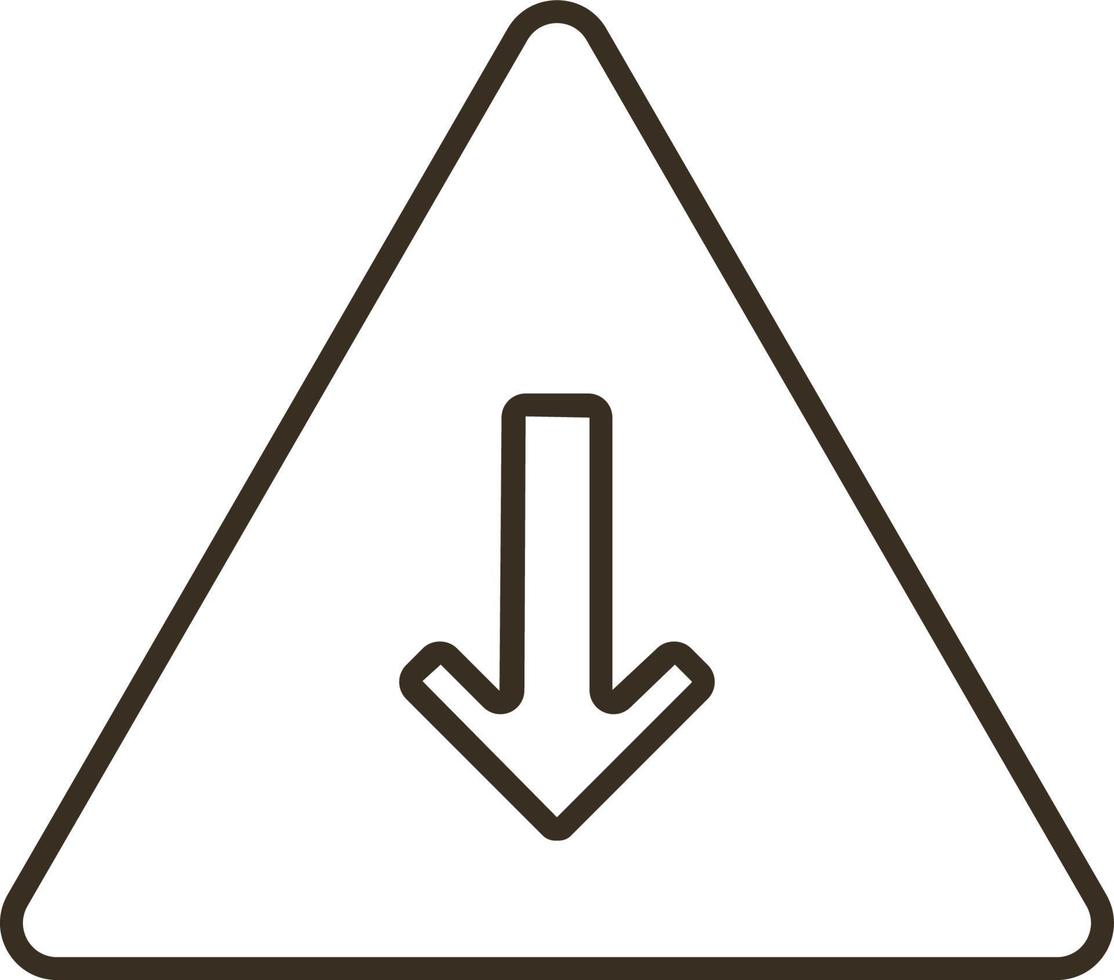 Line vector icon arrow, down, pyramid. Outline vector icon on white background