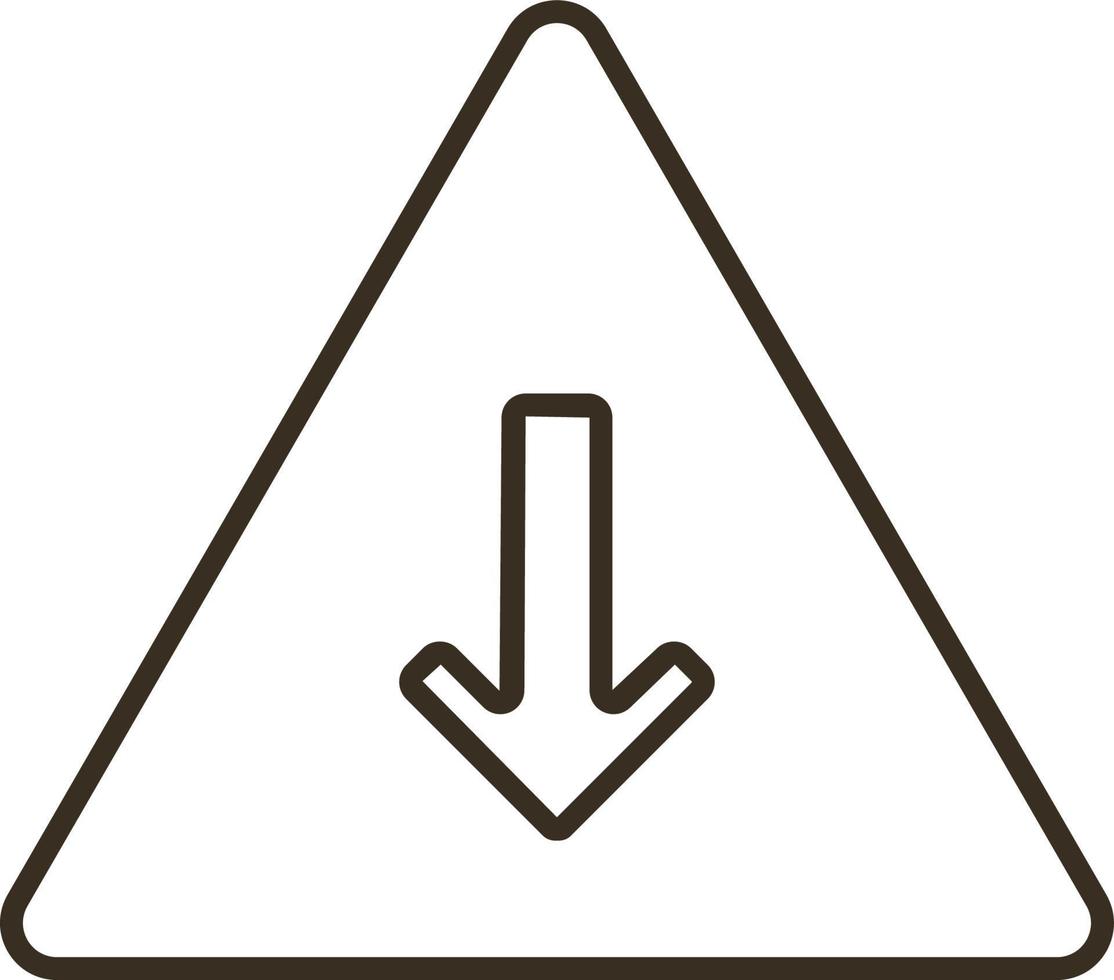 Line vector icon arrow, down, pyramid. Outline vector icon on white background